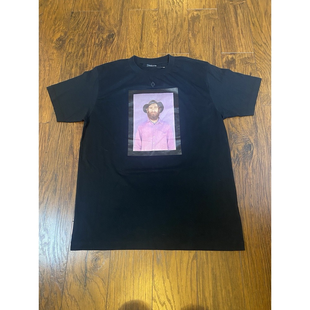 Marcelo‎ Burlon County of Milan Mens Black Portrait Graphic T-Shirt Short Sleeve